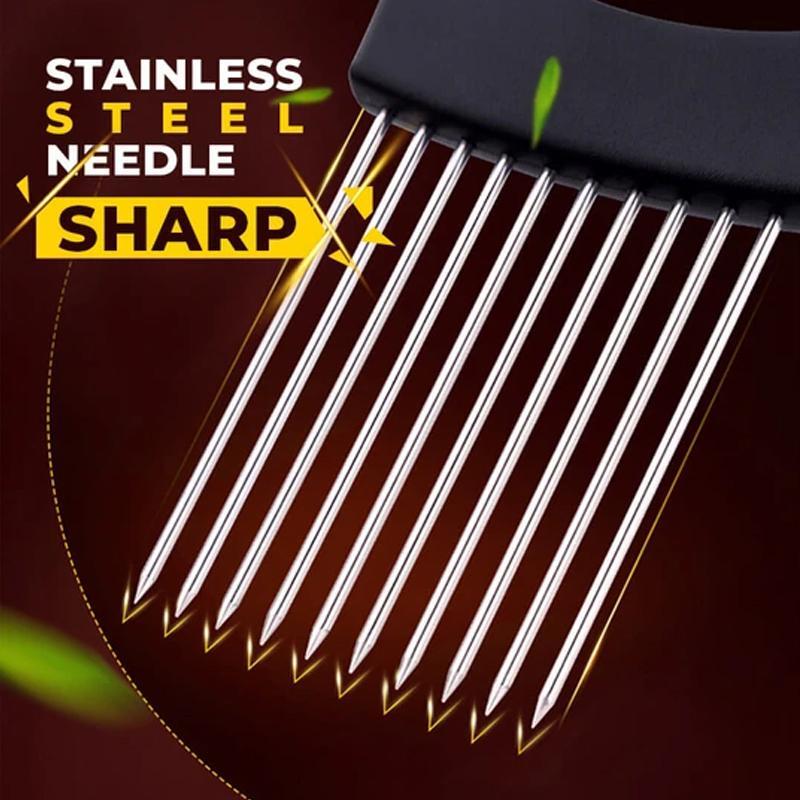 Edelstahl Zwiebel Cutter Halter, Lebensmittel Schneider Assistent Tomatenschneider Halter | Karnz