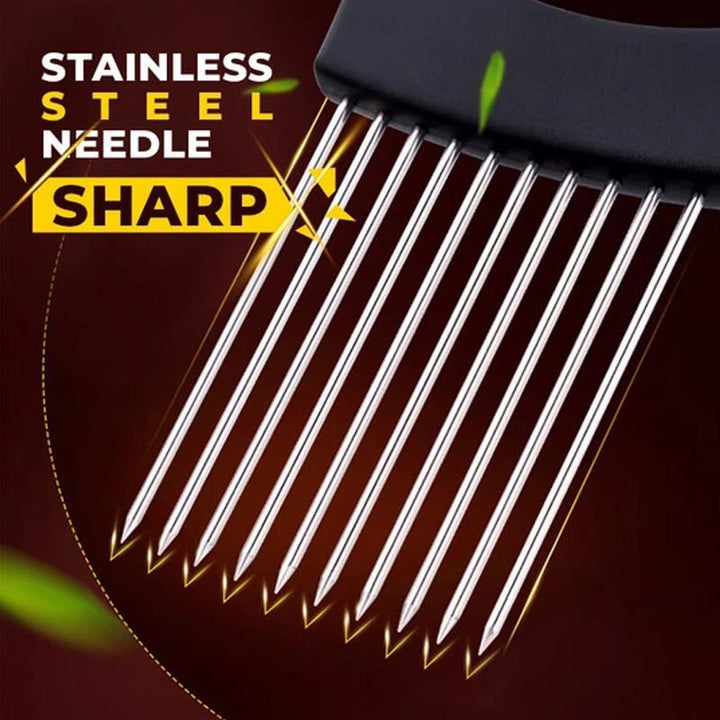 Edelstahl Zwiebel Cutter Halter, Lebensmittel Schneider Assistent Tomatenschneider Halter | Karnz