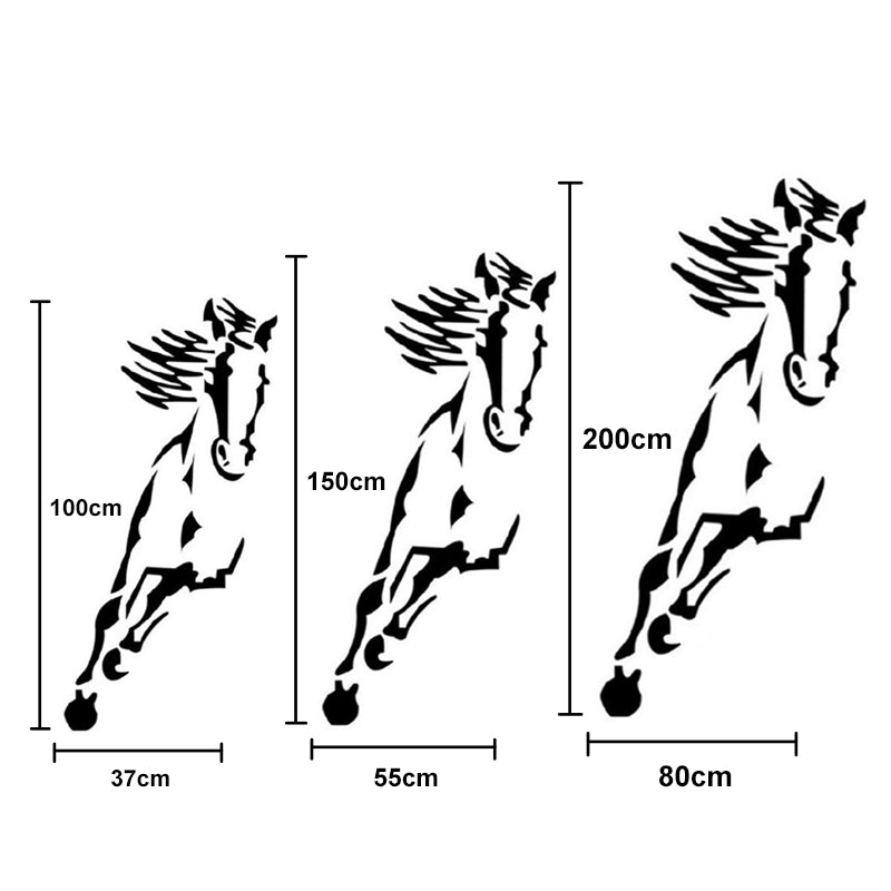 Wanddekoration: Galoppierendes Pferd, moderner 3D-Acryl-Spiegel-Pferd-Wandaufkleber