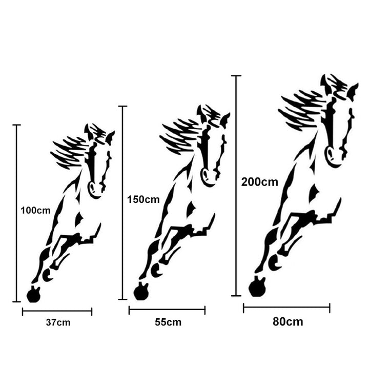 Wanddekoration: Galoppierendes Pferd, moderner 3D-Acryl-Spiegel-Pferd-Wandaufkleber