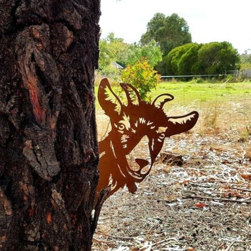 Outdoor Garten Bauernhof Spionierende Ziege Metall Kunstwerk Innen Deko | Karnz
