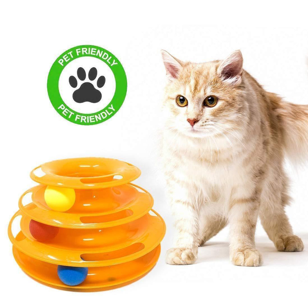 Drei-Lagen Bunter Katzen-Tracks-Turm Spielzeug | Karnz