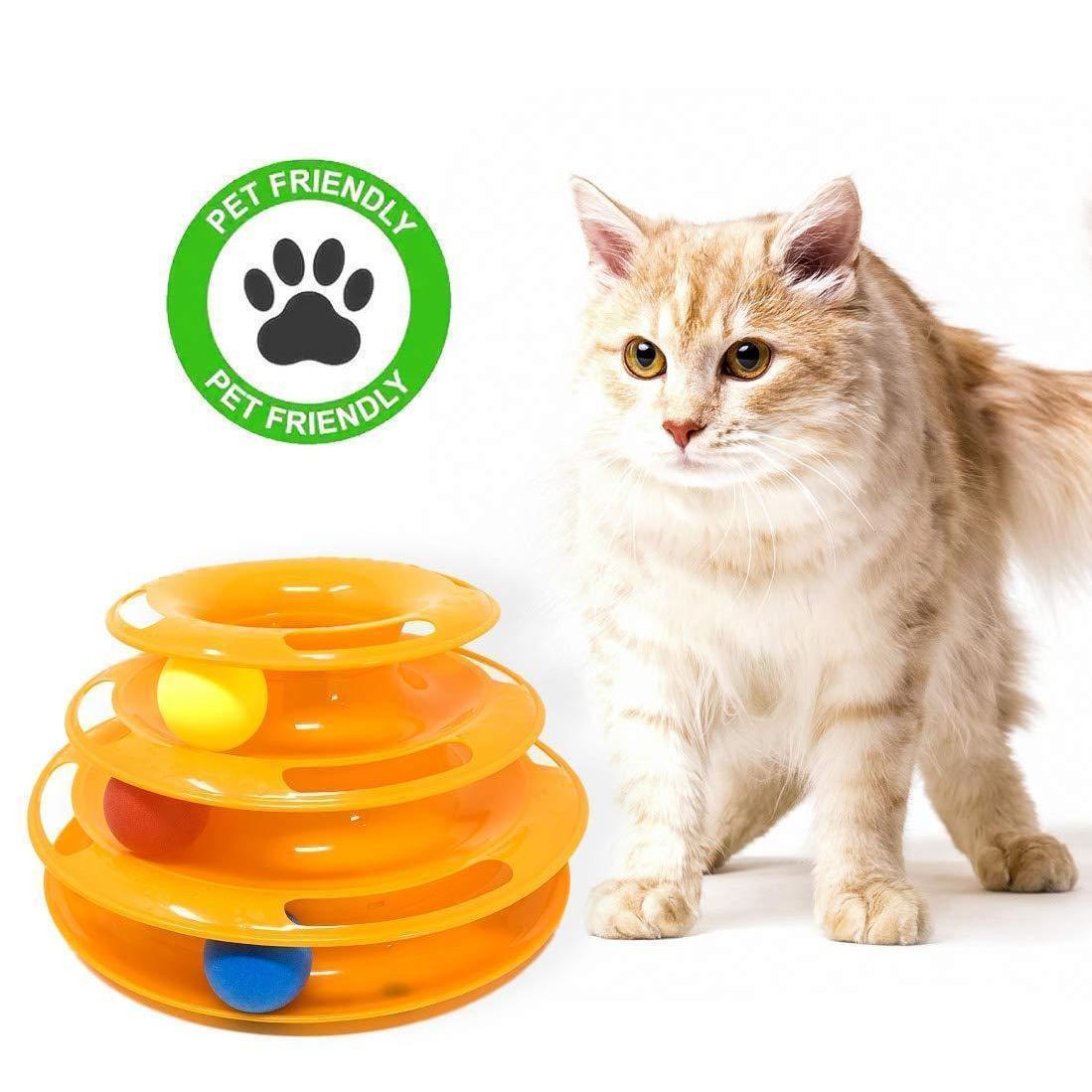 Drei-Lagen Bunter Katzen-Tracks-Turm Spielzeug | Karnz