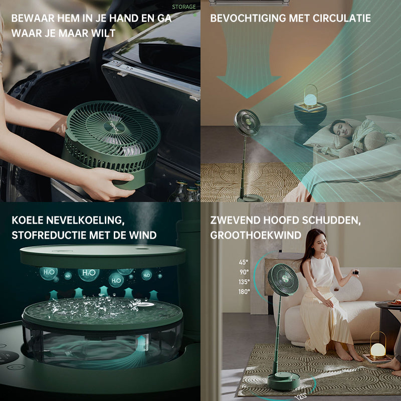 Portae Rechargeae Teleskope-Ventilator mit geräuscharmem Design und einstellbarer Höhe