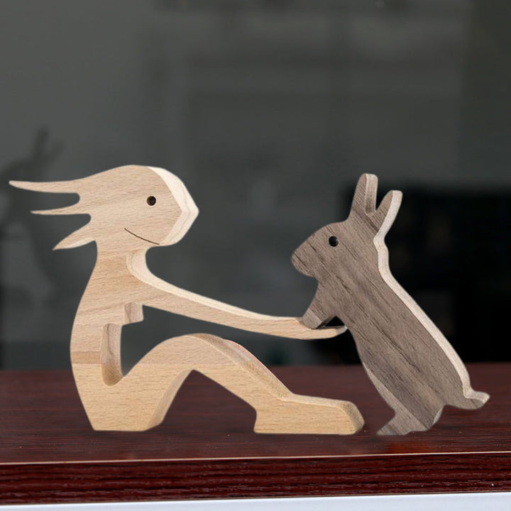 Geschenk Für Tierliebhaber - Holzskulptur Tischornamente - Die Liebe Zwischen Dir Und Deinem Fellfreund | Karnz