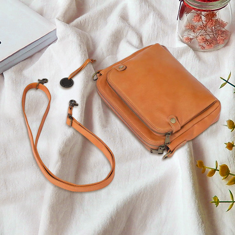 Dreilagige Leder-Umhängetasche, Schultertasche & Clutch