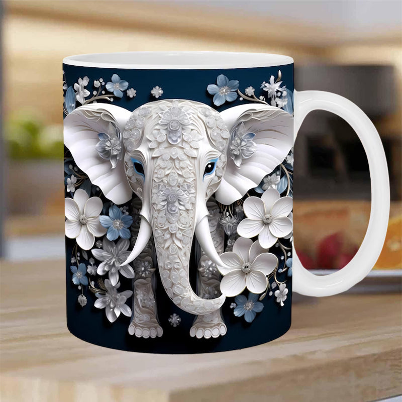 3D Elefanten Blumen Tasse | Karnz
