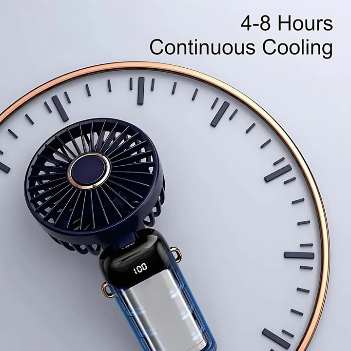 Wiederaufladbarer Handheld Mini Ventilator | 5-Geschwindigkeits, 90-Grad verstellbar & leise für Büro, Zuhause & Außenbereich | Karnz