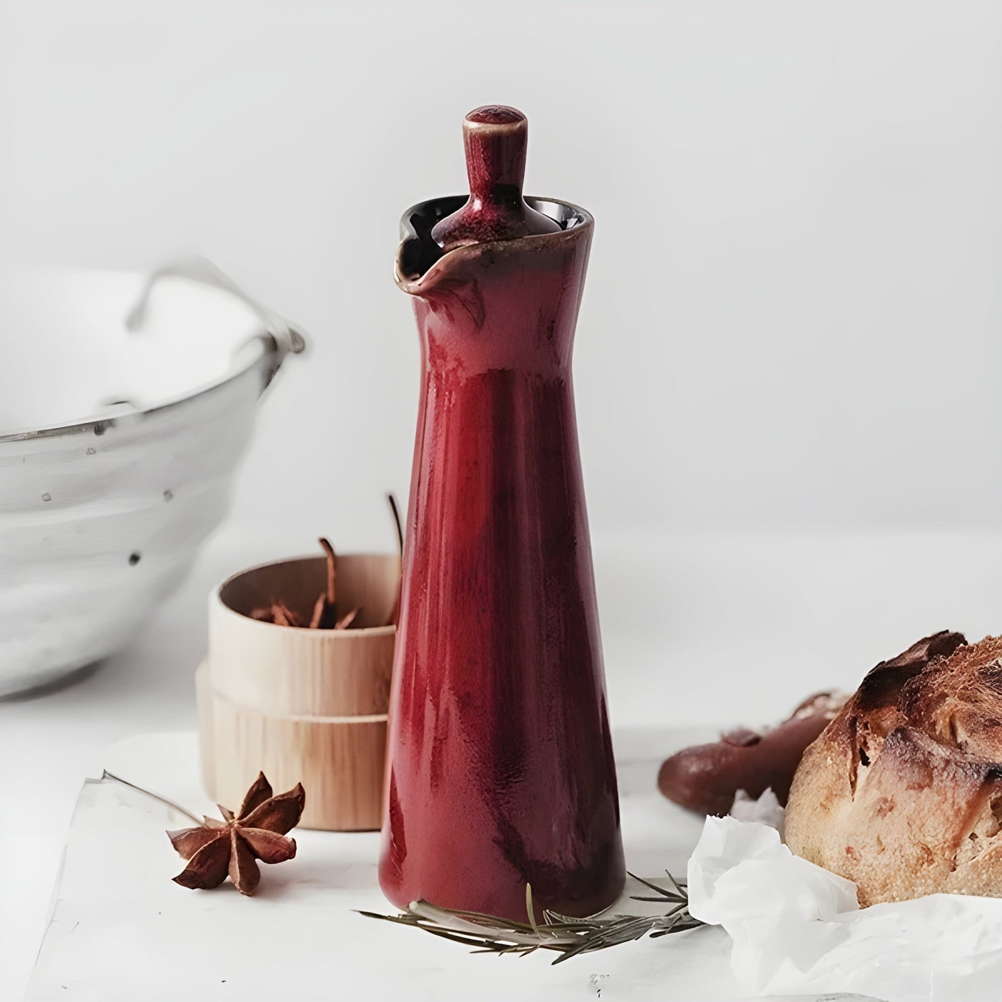 Öl- und Gewürzflasche aus Keramik – Stilvoll und aromabewahrend | Ideal für Küche und Esszimmer