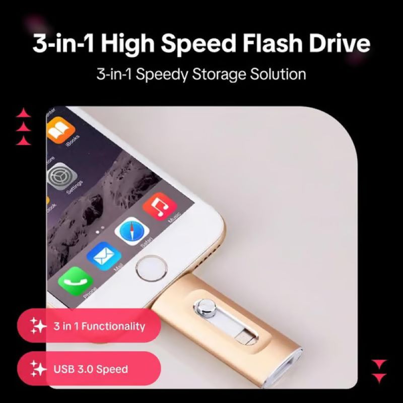 3-in-1-USB-Stick mit großer Speicherkapazität für Mobiltelefon und Computer