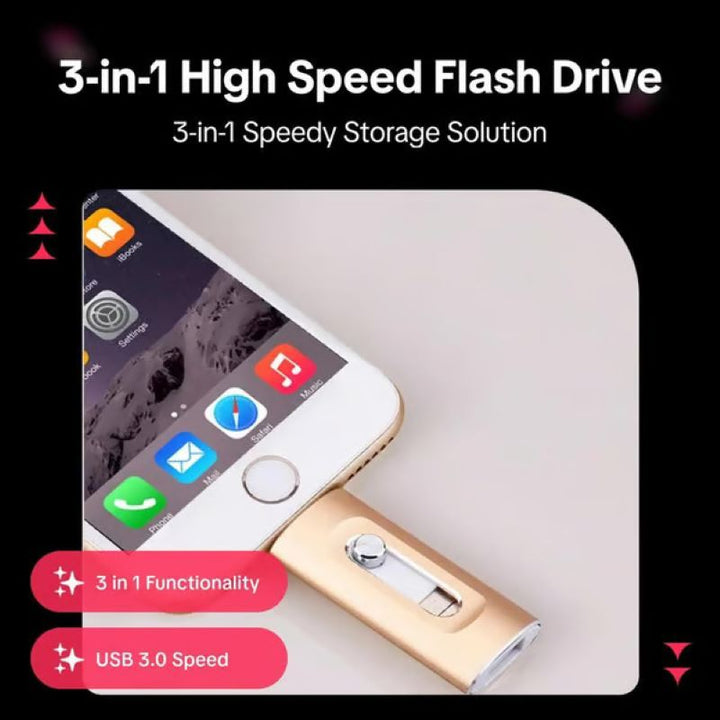 3-in-1-USB-Stick mit großer Speicherkapazität für Mobiltelefon und Computer