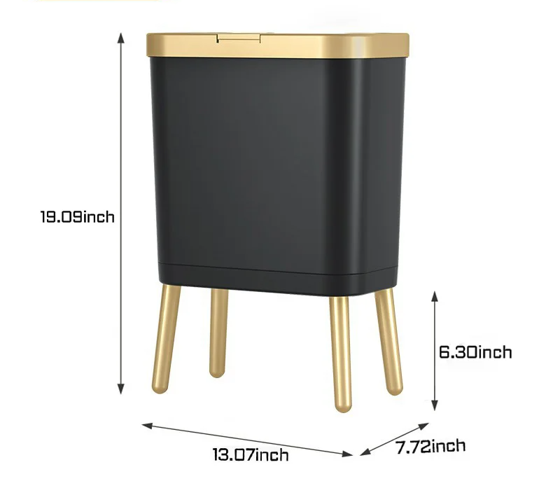 GoldenSlim Moderner Mülleimer mit Deckel Karnz