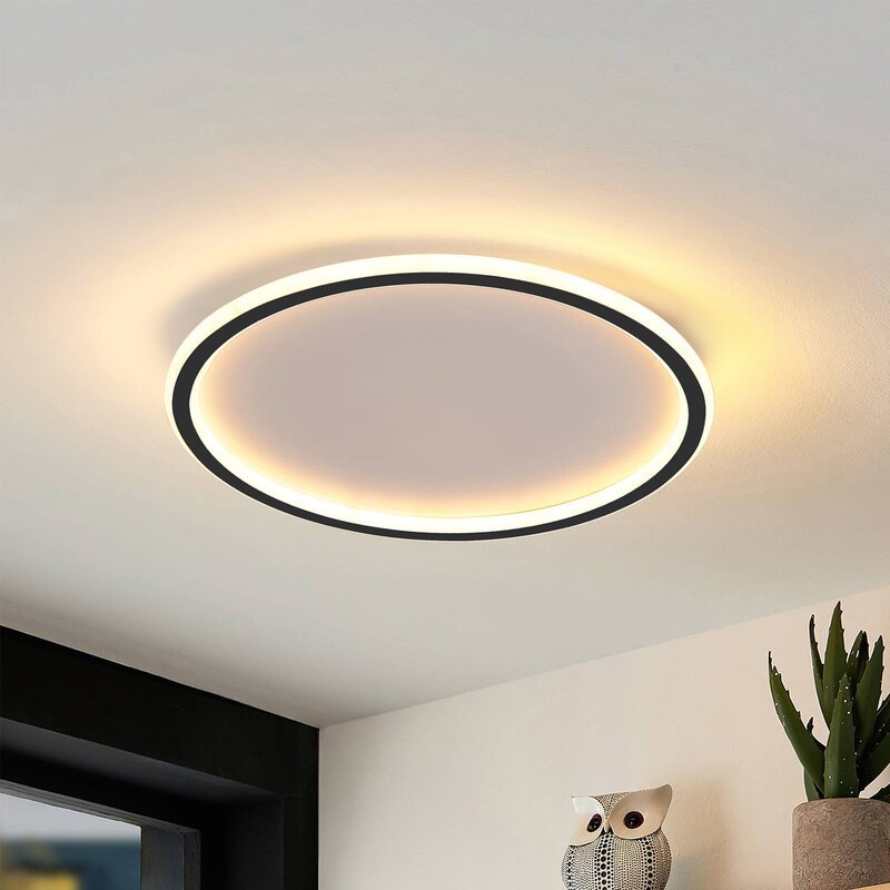 LunaNova - Moderne LED-Deckenleuchte Metall/Acryl für Wohnzimmer und Schlafzimmer, Schwarz/Weiß Design | Karnz