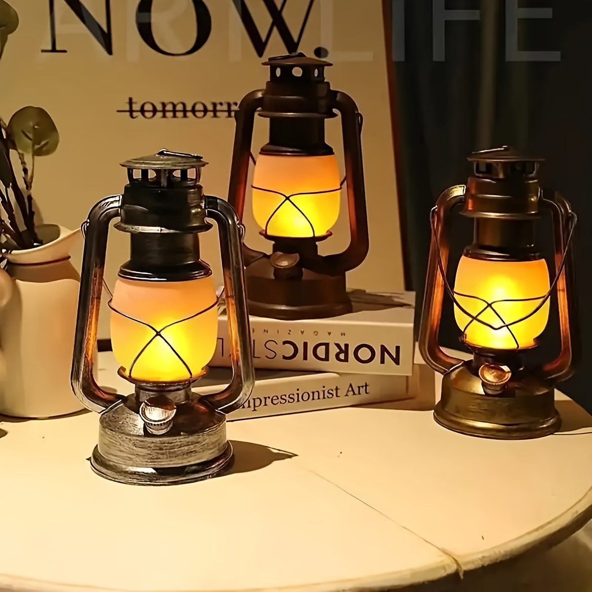 RetroGlow Laterne – Vintage LED Laterne mit Flammenlichteffekt | Karnz