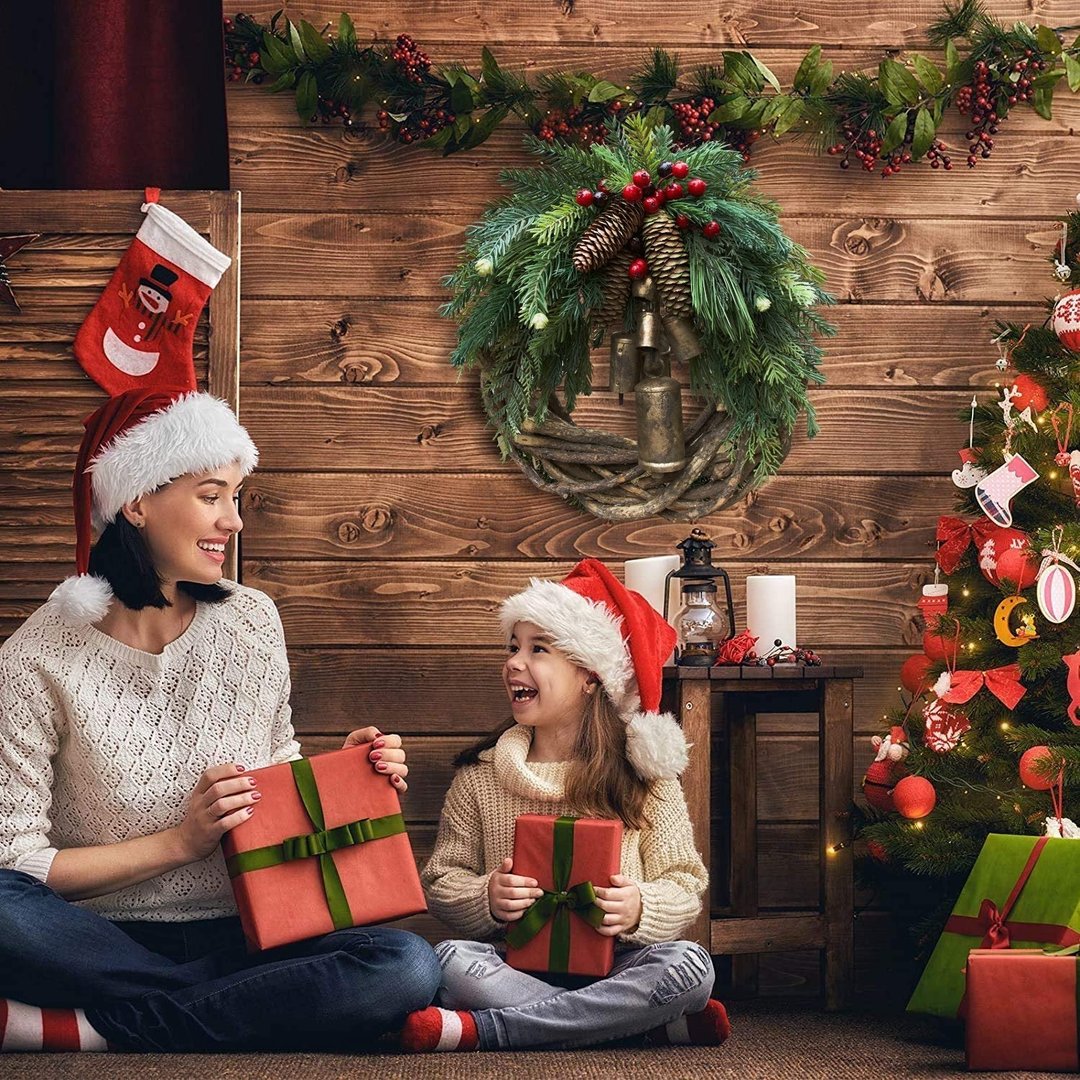 Weihnachtskranz | Boho-Stil | Rustikaler Rankenkranz mit Tannenzapfen und goldenen Glöckchen