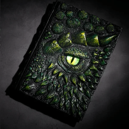 Karnz | Drachenauge 3D Prägung Journal - Handgefertigtes Harz Graviertes Notizbuch