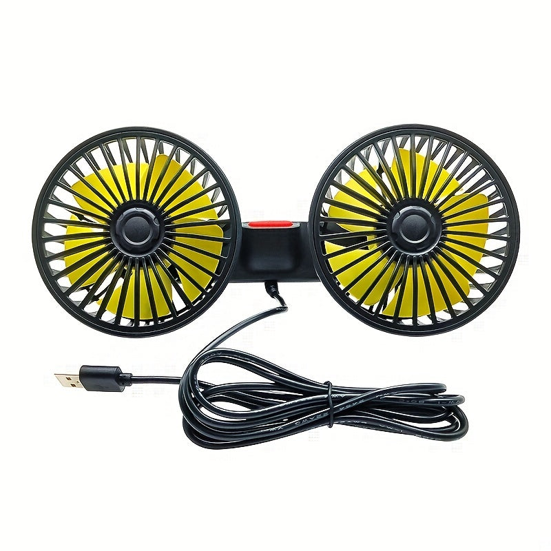 1 Pc Auto-Lüfter, Auto Kleiner Klimaanlage, Doppelseitiger Hecklüfter, Starker Wind, 360 Grad Drehung, Großes Luftvolumen, Subwoofer-Betrieb, Basis-Festklemm-Montagemethode, Geeignet für Auto Zuhause | Karnz
