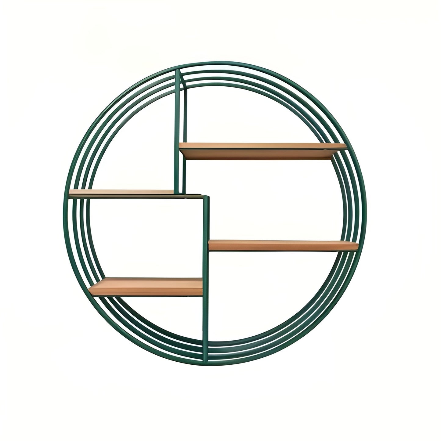 Rundes Wandregal mit 4 Ebenen – Retro-Design aus Holz und Metall | Dekoratives Hängeregal für Wohnzimmer, Badezimmer und Schlafzimmer