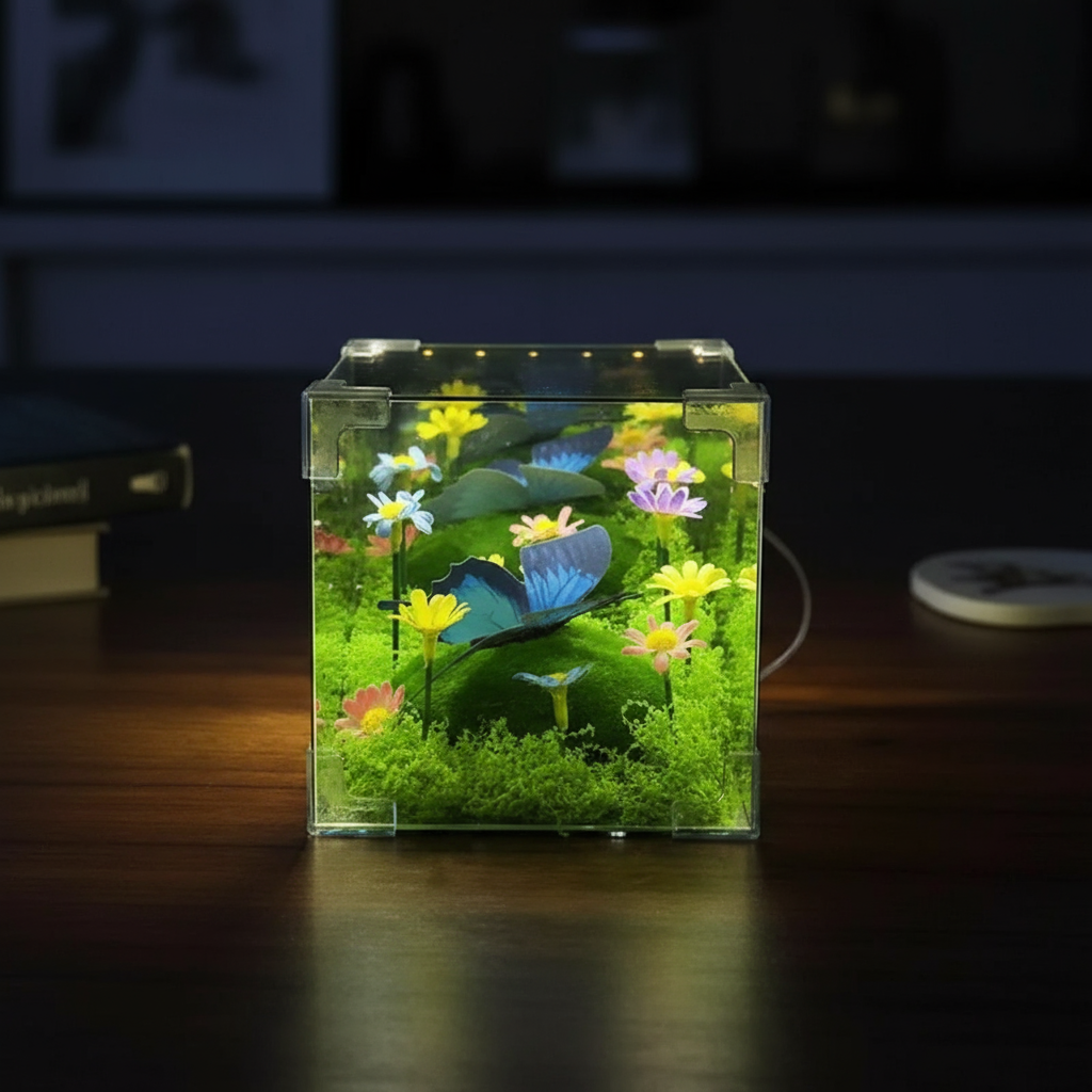LED-Schmetterlingsgarten-Würfel Nachtlicht Dekor | Karnz
