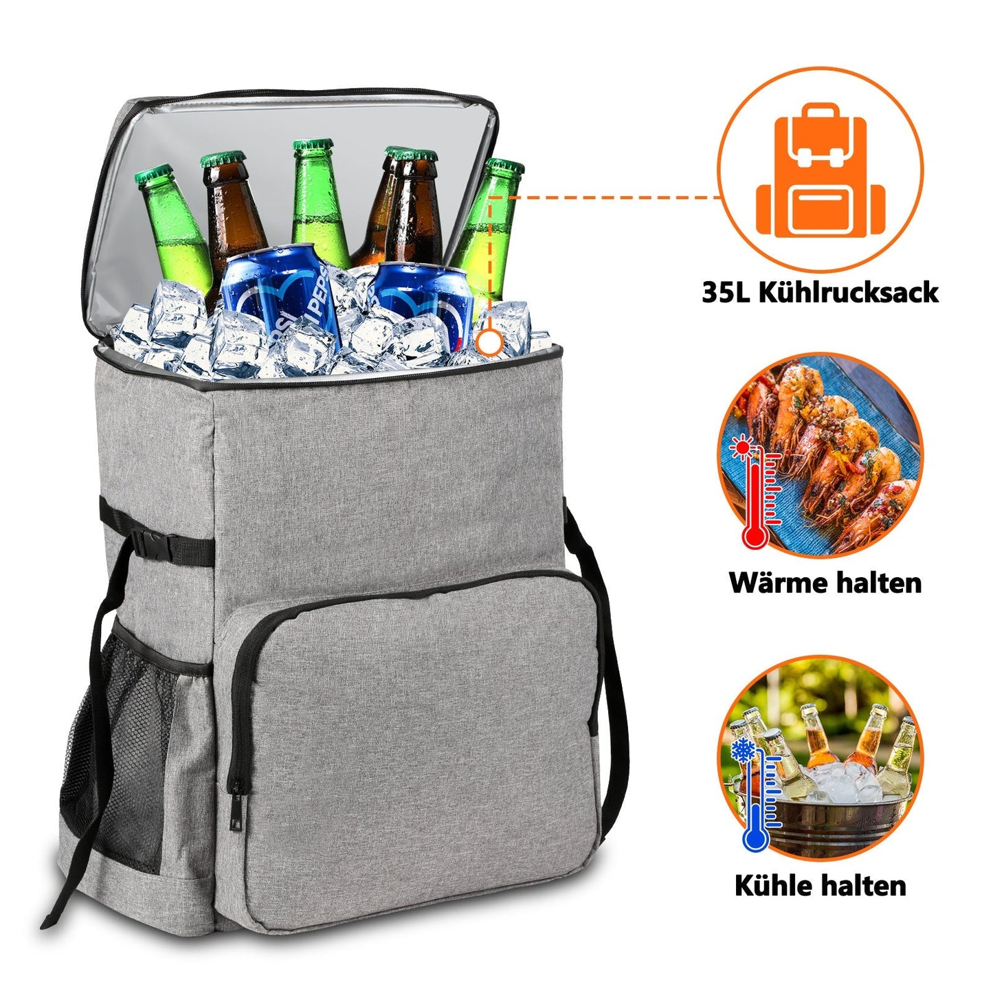 Kühlrucksack Thermo Rucksack 35L mit Picknickmatte | Karnz