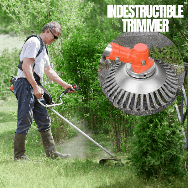 SteelTwist Unkrautbürste – 360° Trimmerklinge aus geflochtenem Stahl (15 cm) | Karnz