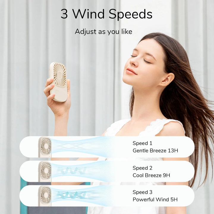 Mini Handheld USB wiederaufladbarer Ventilator mit 3 Geschwindigkeiten, tragbarer Wimpernventilator & Tischständer | Karnz