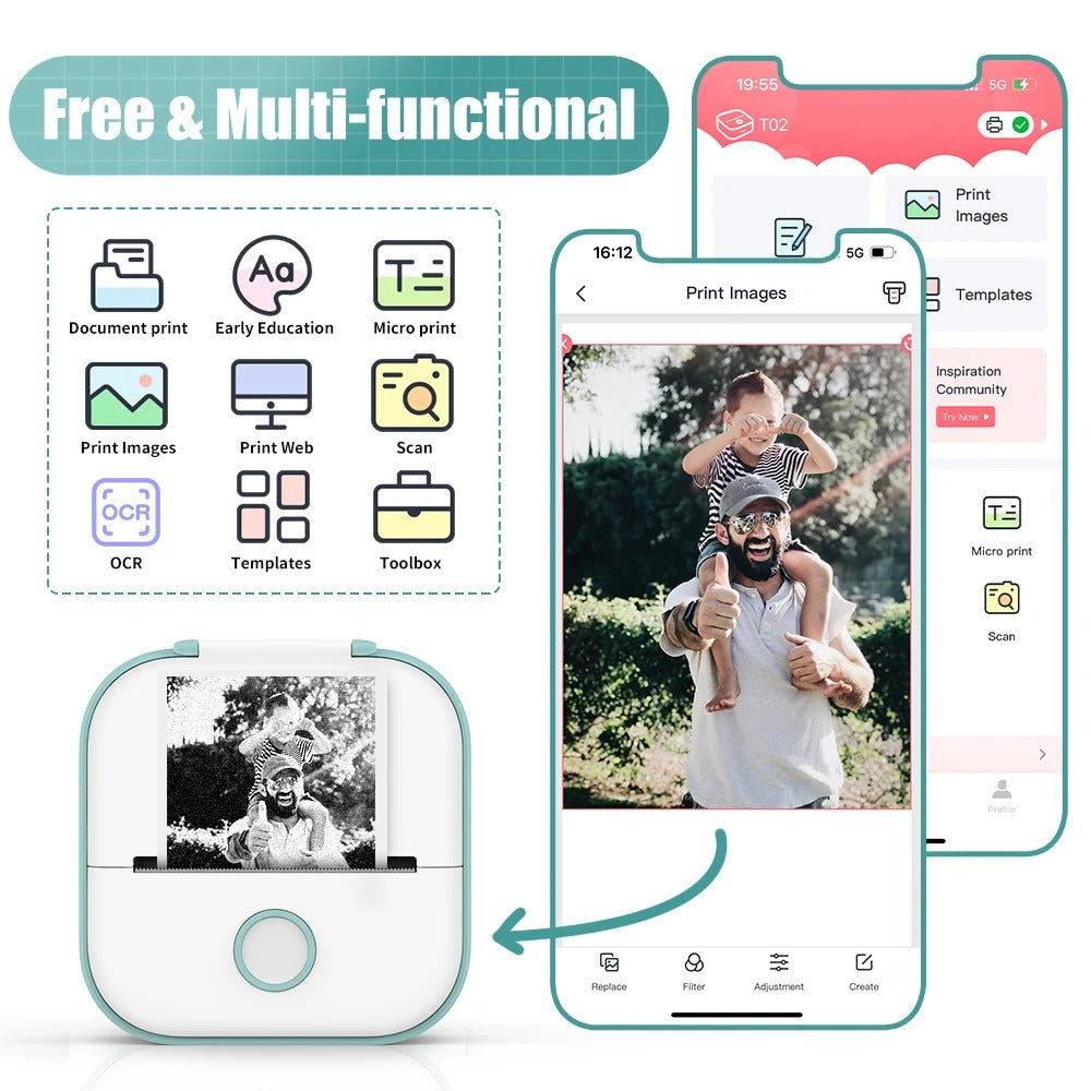 PocketPrint Mini – Tragbarer Thermo-Fotodrucker ohne Tinte | Karnz