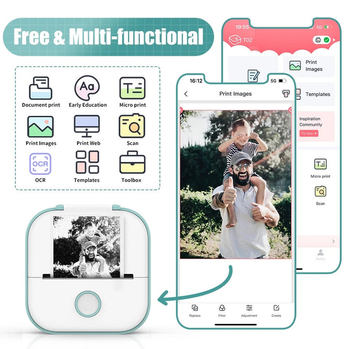 PocketPrint Mini – Tragbarer Thermo-Fotodrucker ohne Tinte | Karnz