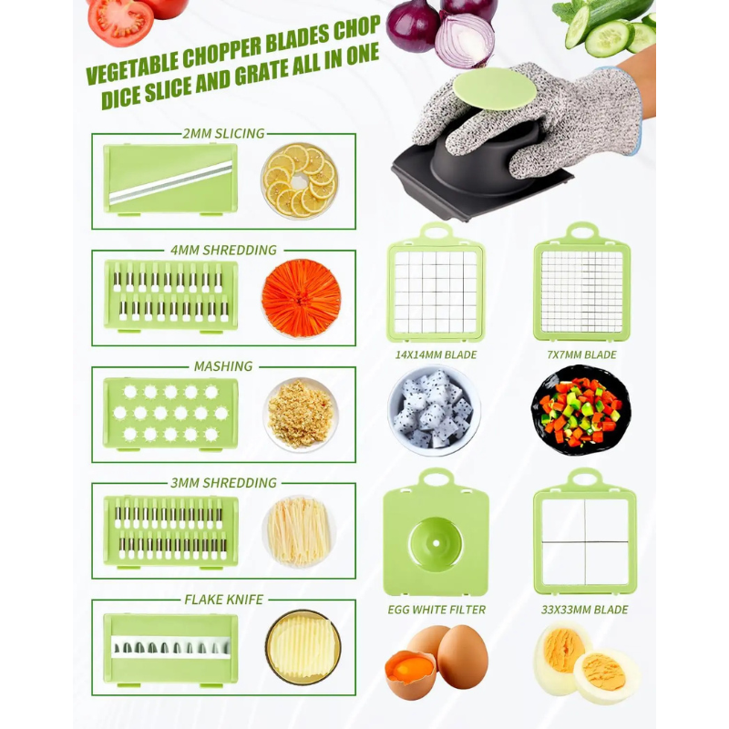 9 in 1 Küchenschnittgemüse Schneider Slicer Dicer Cutter mit Behälter | Karnz
