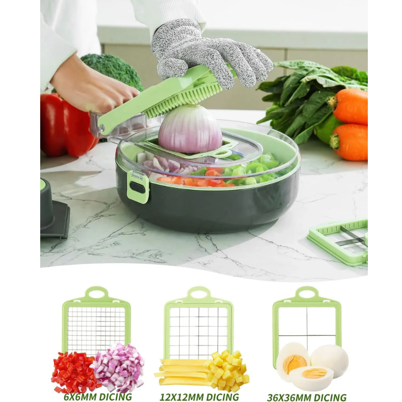 9 in 1 Küchenschnittgemüse Schneider Slicer Dicer Cutter mit Behälter | Karnz