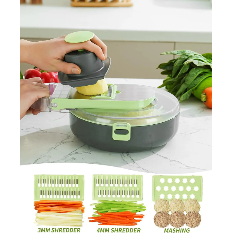 9 in 1 Küchenschnittgemüse Schneider Slicer Dicer Cutter mit Behälter | Karnz