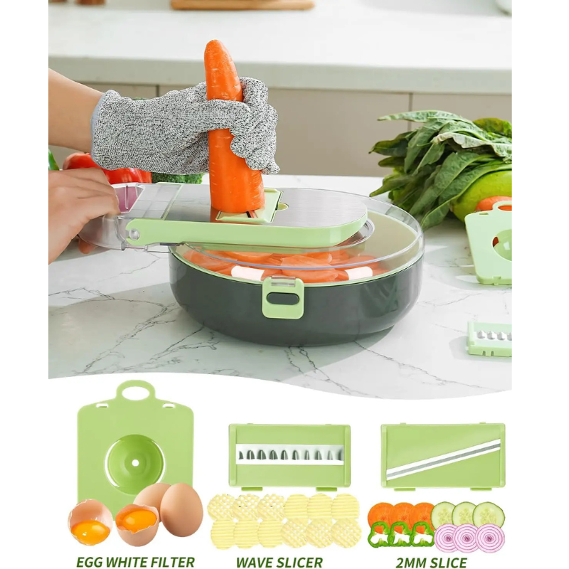 9 in 1 Küchenschnittgemüse Schneider Slicer Dicer Cutter mit Behälter | Karnz