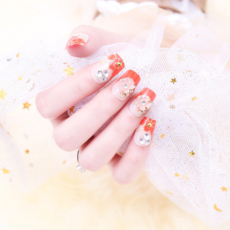 Florale Strass Press-On Nägel