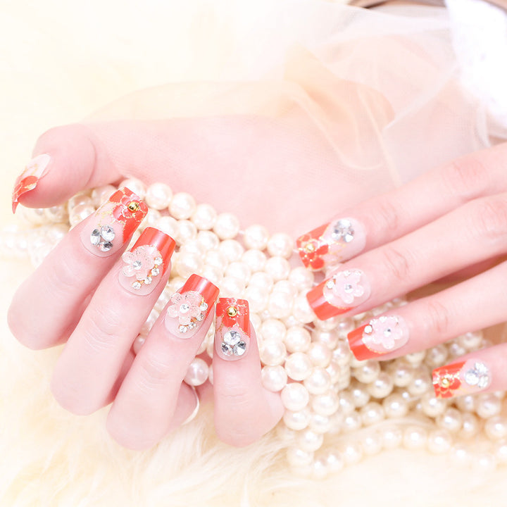 Florale Strass Press-On Nägel