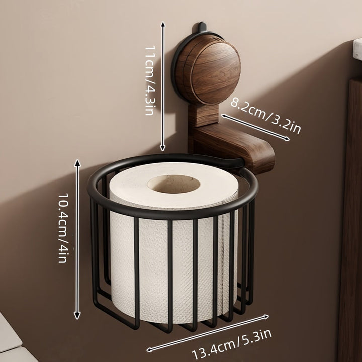 Walnuss Holz Toilettenpapierhalter – Lochfrei mit Saugnapf | Karnz