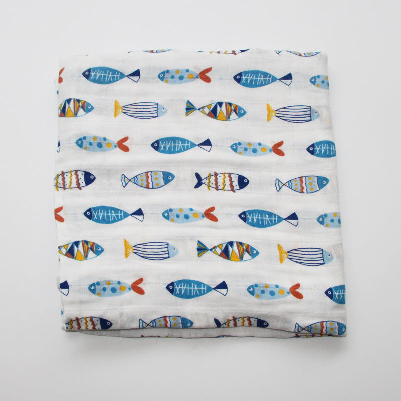 Baumwoll-Musselin Babydecke mit Herzmuster Karnz