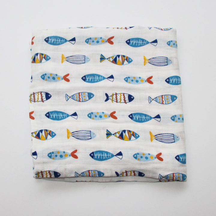 Baumwoll-Musselin Babydecke mit Herzmuster Karnz