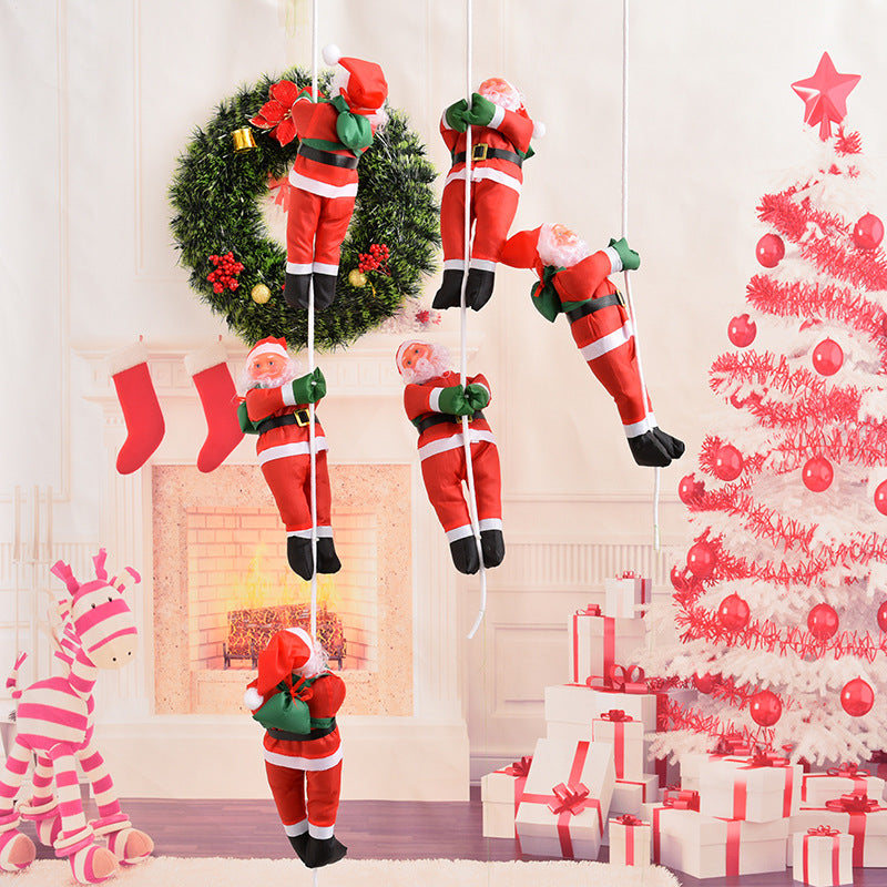 Dekorative Weihnachtsmannfiguren im Kletterstil