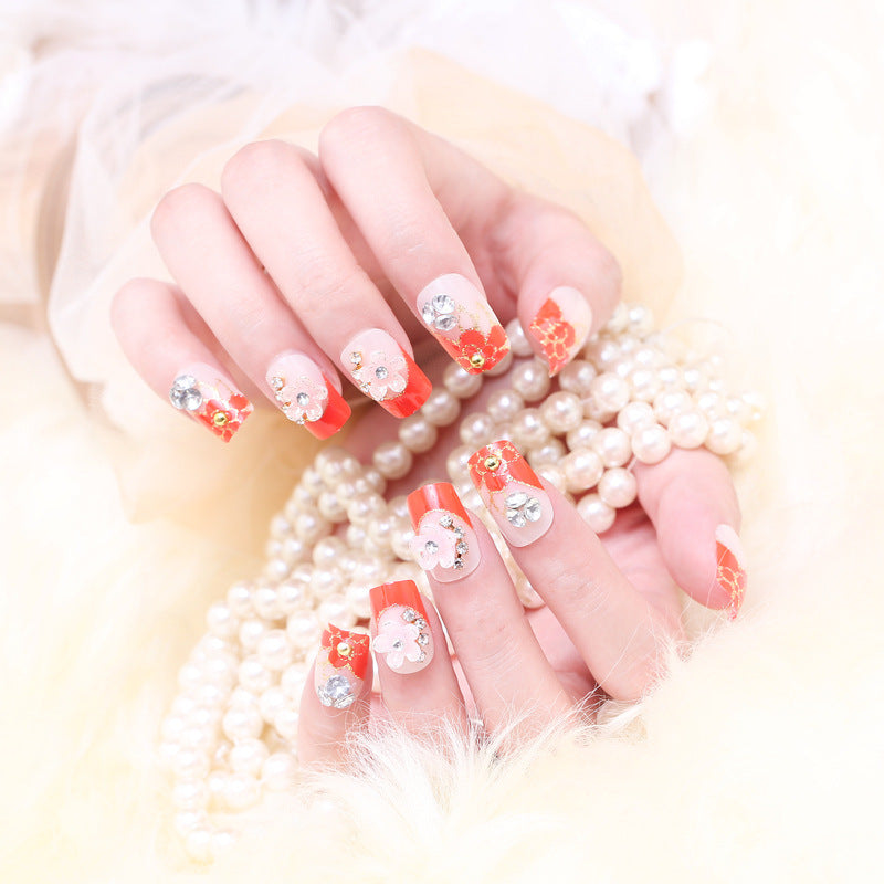 Florale Strass Press-On Nägel