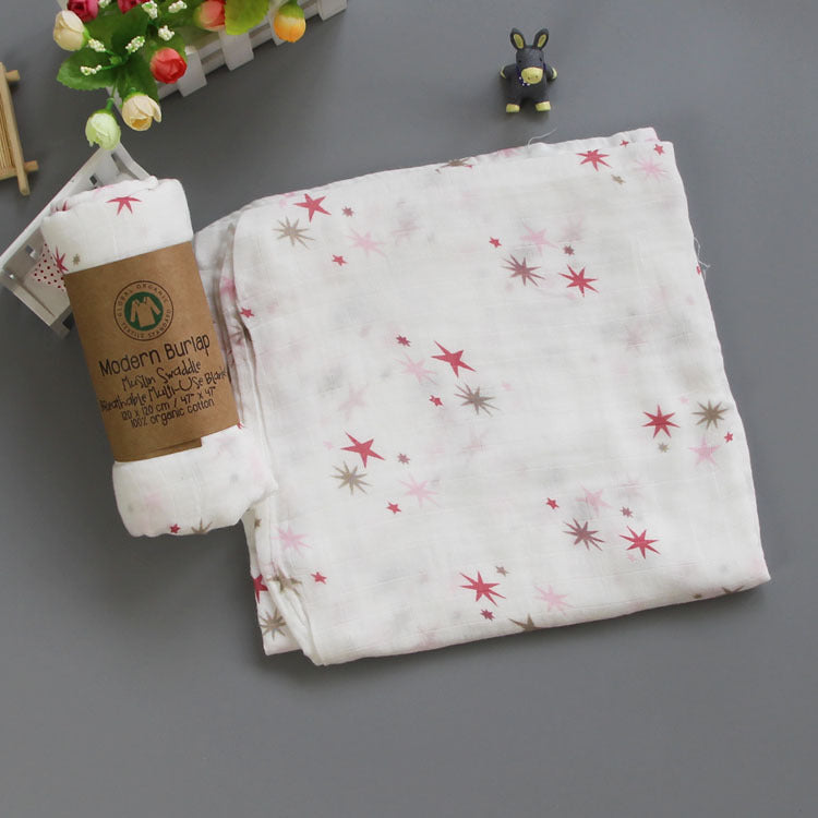 Baumwoll-Musselin Babydecke mit Herzmuster Karnz