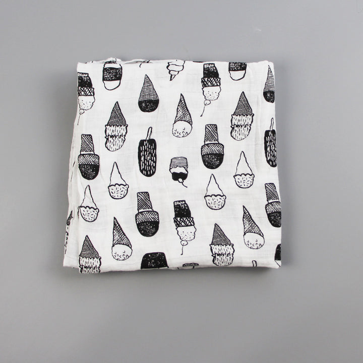 Baumwoll-Musselin Babydecke mit Herzmuster Karnz