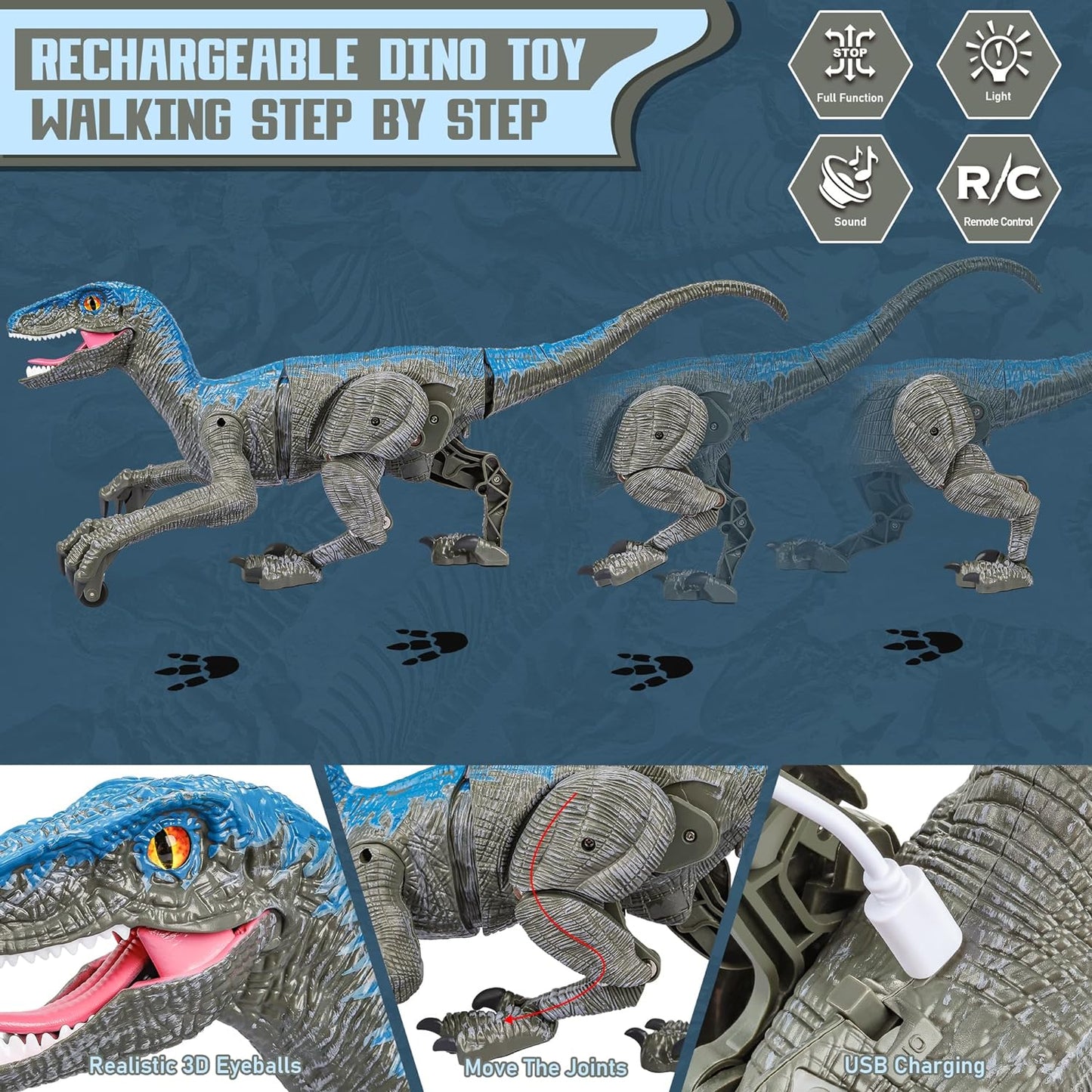 RaptorMove – Ferngesteuertes Dinosaurier-Spielzeug mit Sound, LED und realistischen Bewegungen