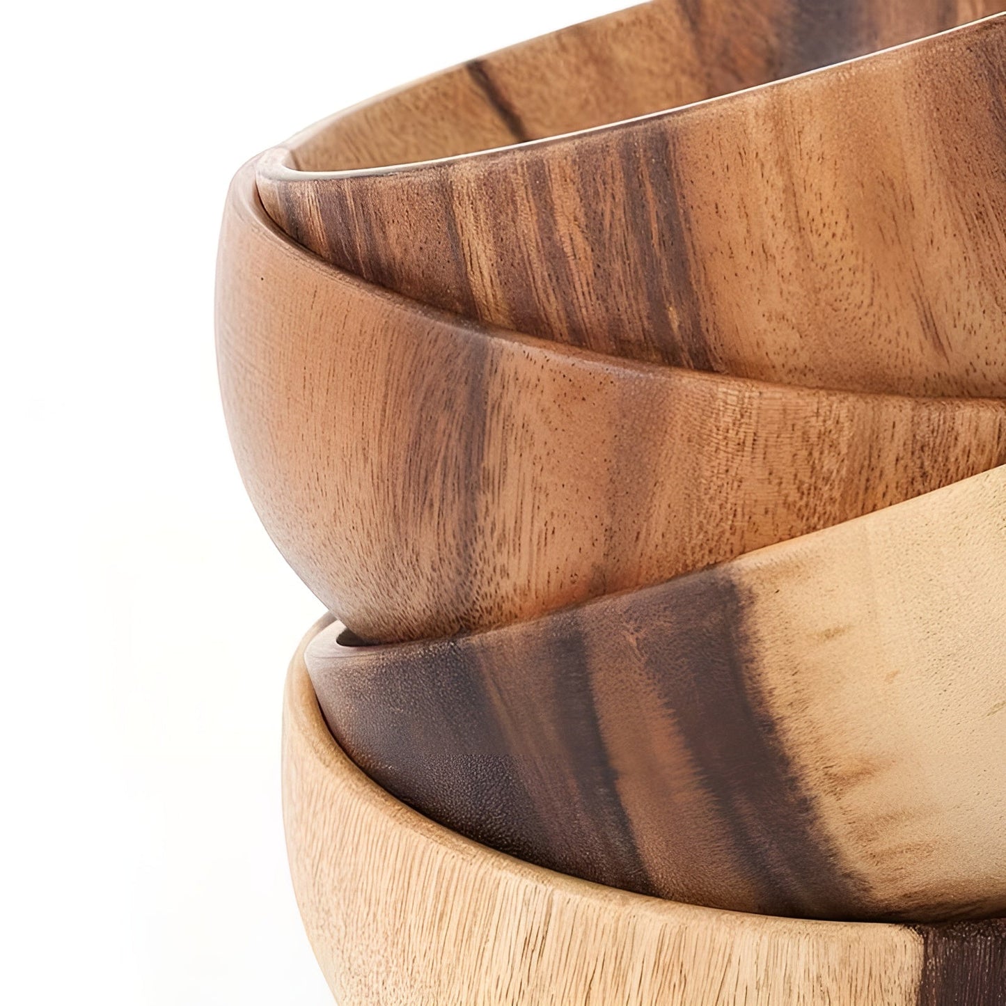 Holzservierschalen-Set (4-teilig) – Wiederverwendbar und handgefertigt | Perfekt für Salat, Suppe, Reis & Ramen | Karnz
