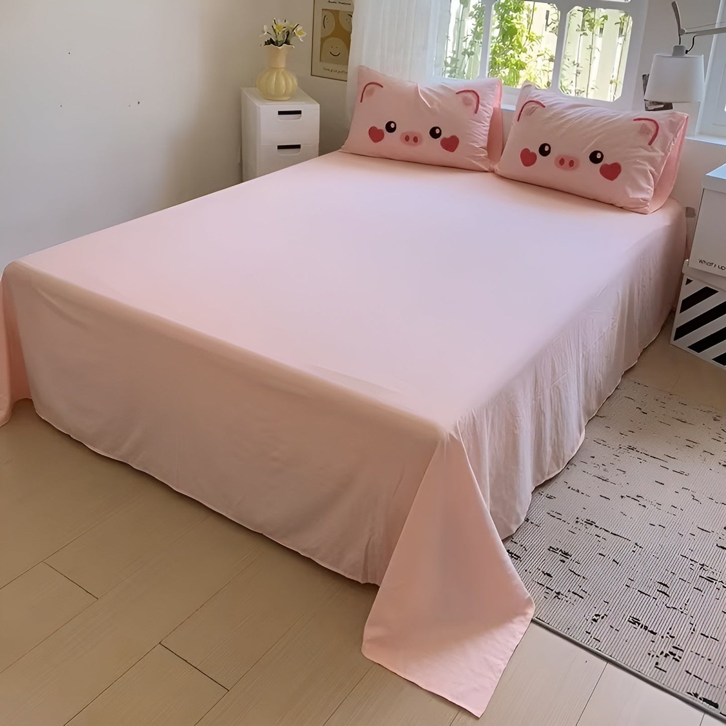 Bettwäsche-Set mit niedlichem Ferkel-Motiv – Weich und kuschelig | Perfekt fürs Kinderzimmer