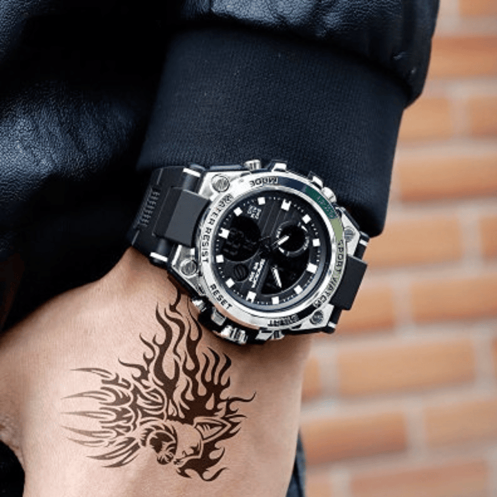 Sportliche Herrenarmbanduhr mit Dual-Display-Modus, multifunktional, wasserdicht und leuchtend