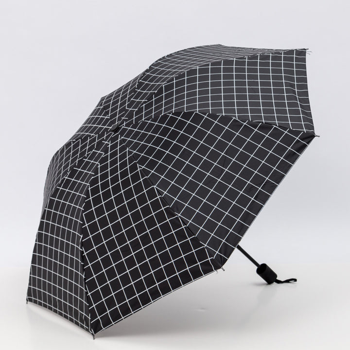 Damen Schwarz-weißer Karomuster Regenschirm Karnz