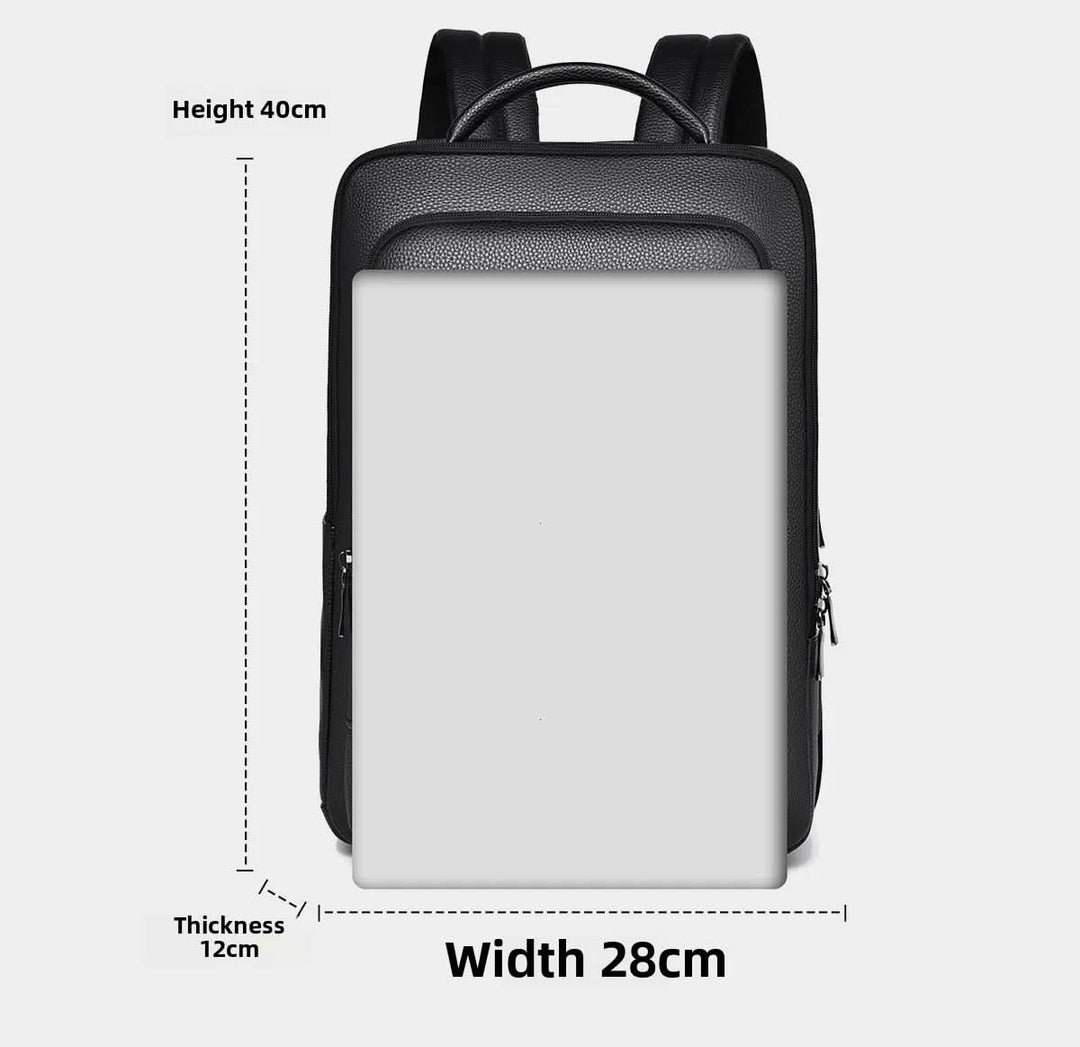Eleganter Lederrucksack für Damen und Herren mit USB-Anschluss für Laptop und den täglichen Gebrauch, 15,6 Zoll, schwarz