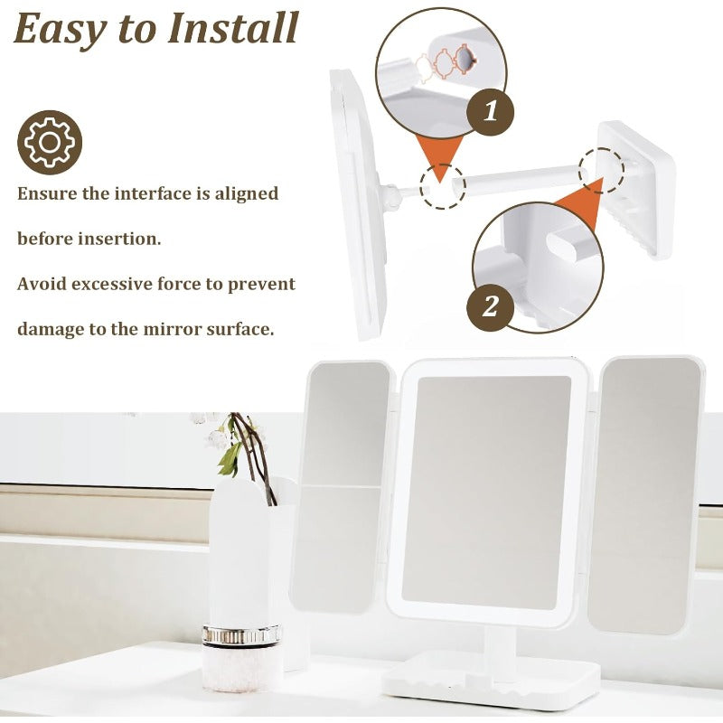 Tri-Fold LED Schminkspiegel Karnz