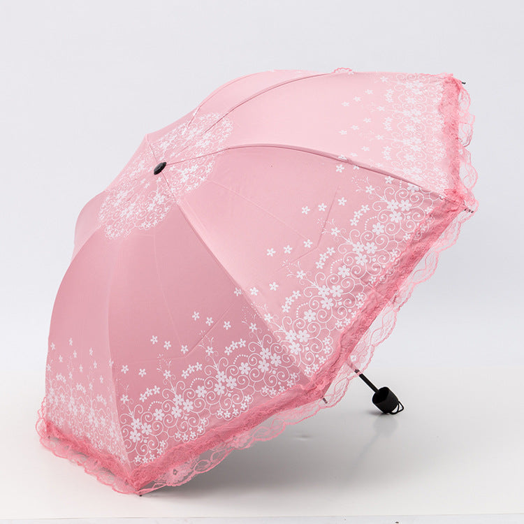 Damen Regenschirm mit eleganter Spitzenkante Karnz
