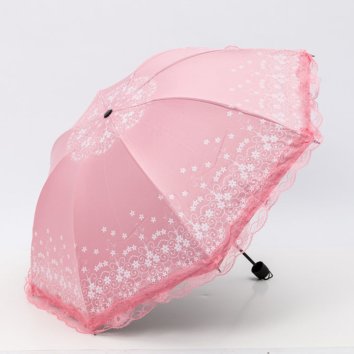 Damen Regenschirm mit eleganter Spitzenkante Karnz